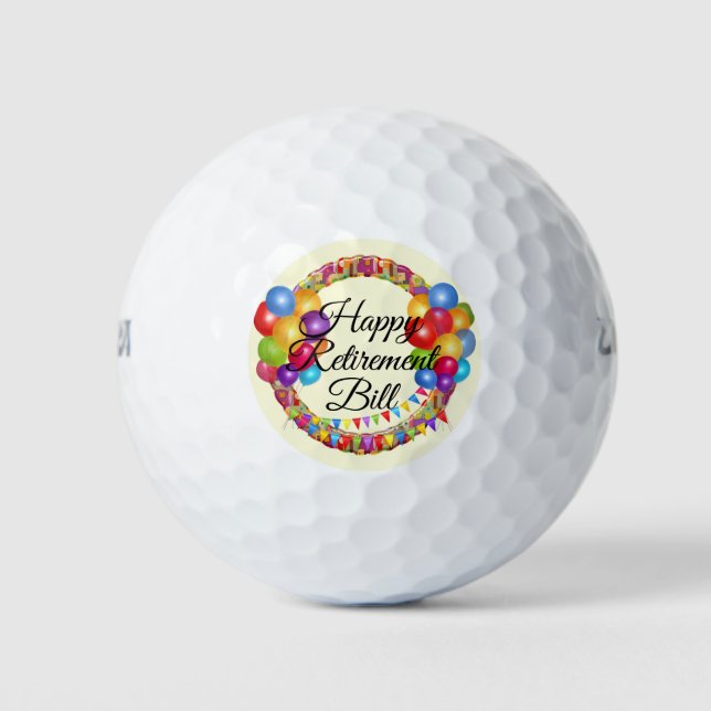 Happy Retirement Hinzufügen Name Geschenk 3 Golfbä Golfball (Vorderseite)