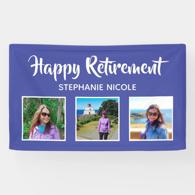 Happy Retirement Lavender Lila mehrere Fotos Banner (Horizontal)