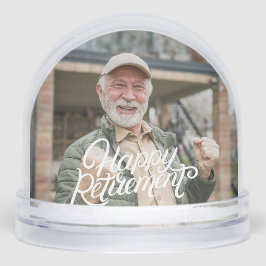 Happy Retirement Modern Script Personalized Photo Schneekugeln