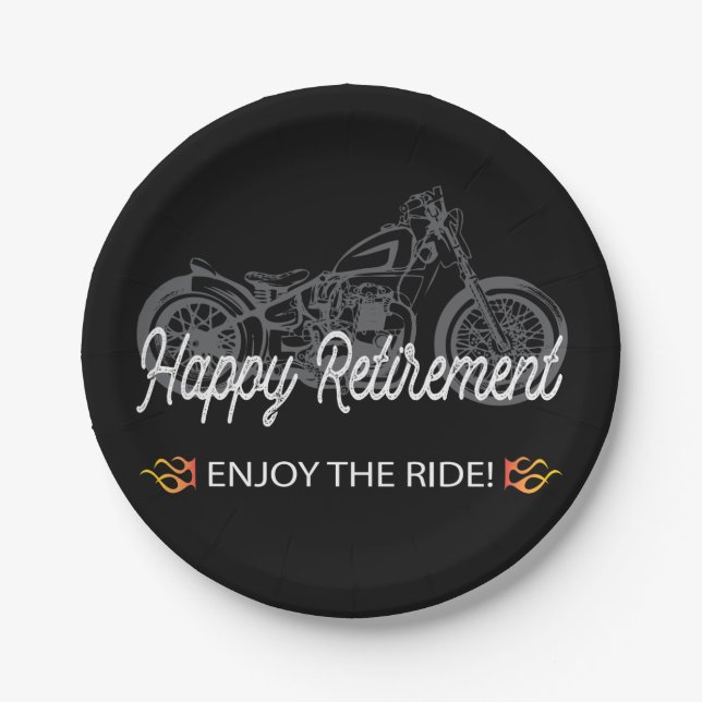 Happy Retirement Motorrad Rider Pappteller (Vorderseite)