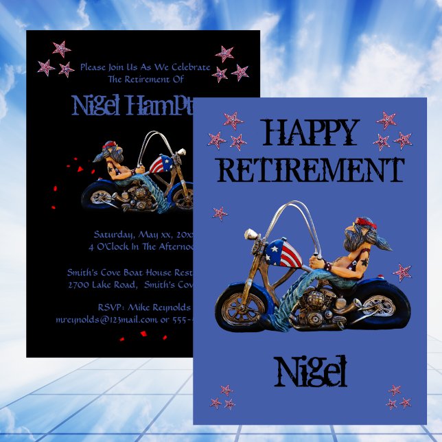 Happy Retirement Party Funny Biker Einladung (Von Creator hochgeladen)