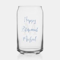 Happy Retirement Party Gray Monogram Blue Name