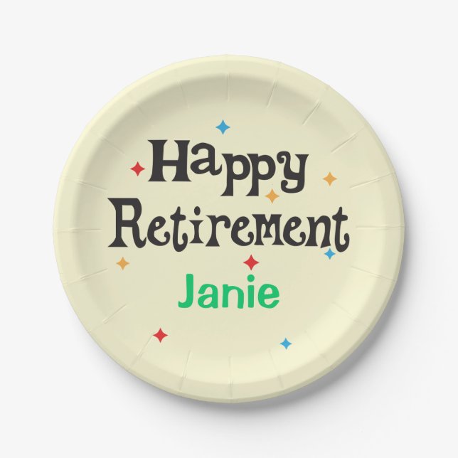 Happy Retirement Party Name Pappteller (Vorderseite)