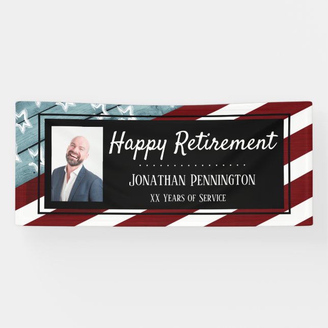 Happy Retirement Party Patriotic Foto  Banner (Horizontal)
