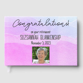 Happy Retirement Pastel Lila Wasserfarbe Custom Gästebuch