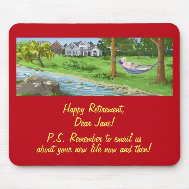 Happy Retirement Personalize (Lady in Hammock) Mousepad (Vorne)
