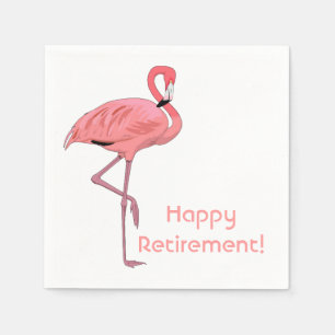 Happy Retirement Pink Flamingo Party Serviette