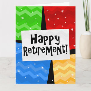 Happy Retirement, Primary Color Squares Party Karte