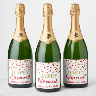 Happy Retirement Red Gold Confetti