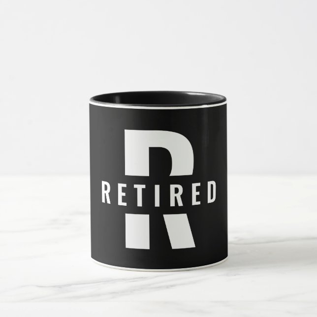 Happy Retirement Rettiring Monogram Remüde Initial Tasse (Zentrum)