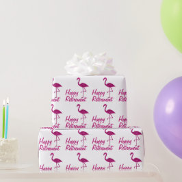 Happy Retirement rosa Flamingo Custom text Gift Geschenkpapier