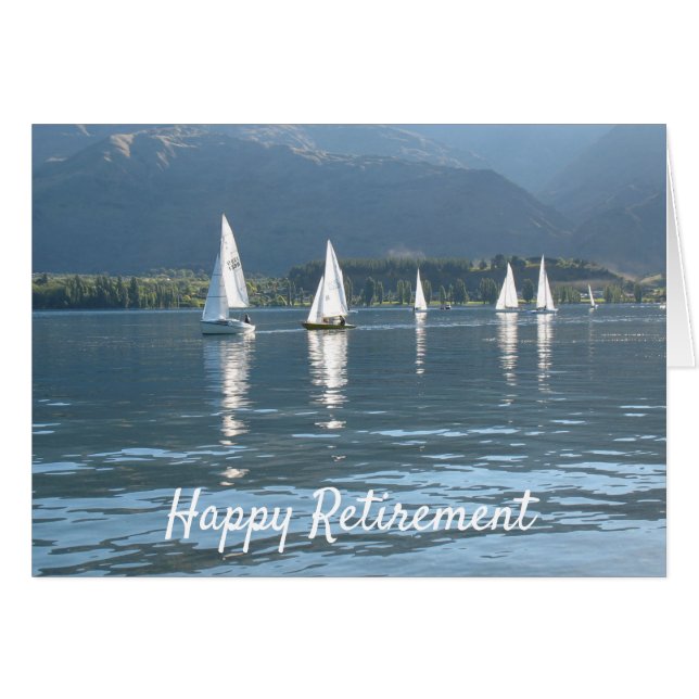 Happy Retirement Segelboote auf einem See (Vorderseite (Horizontal))