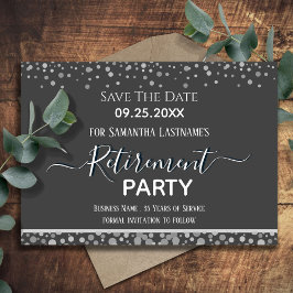 Happy Retirement Silver Confetti Save the Date