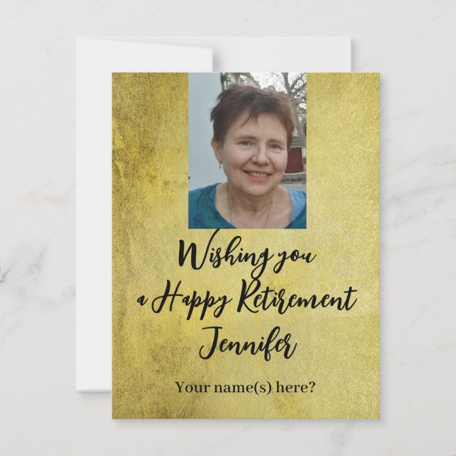 Happy Retirement Simple Gold Black Insert Foto (Vorderseite)