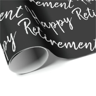 Happy Retirement Text auf schwarz Geschenkpapier