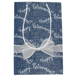 Happy Retirement Text on Denim Mittlere Geschenktüte