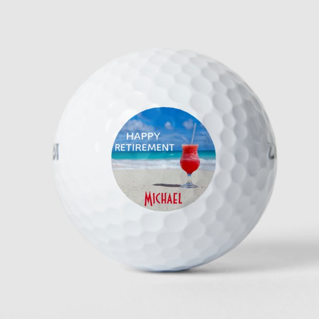 Happy Retirement Tropical Beach Individuelle Name Golfball (Vorderseite)