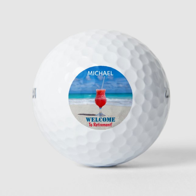 Happy Retirement Tropical Beach Individuelle Name Golfball (Vorderseite)