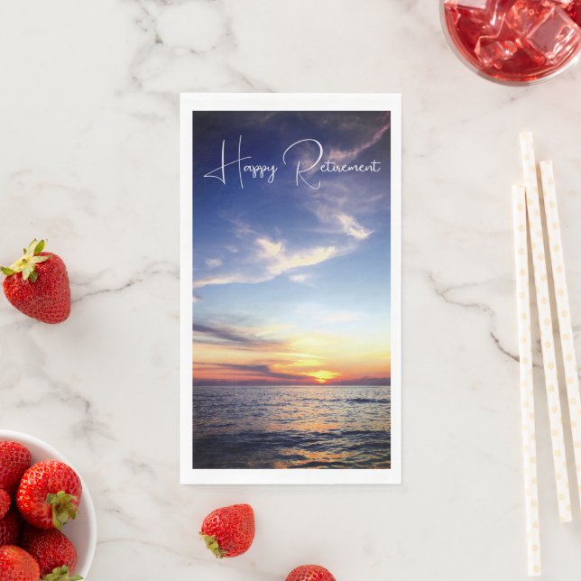 Happy Retirement Tropical Beach Sunset Custom Serviette (Beispiel)