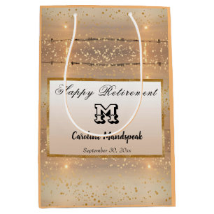 Happy Retirement Walk on Sunny Beach Gold Confetti Mittlere Geschenktüte