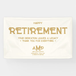 Happy Retirement White and Gold Monogram Banner