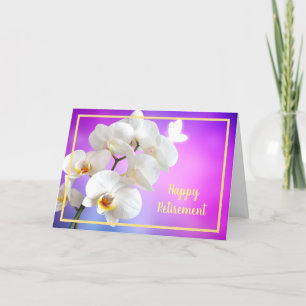 Happy Retirement wünscht White Orchids Elegant Karte
