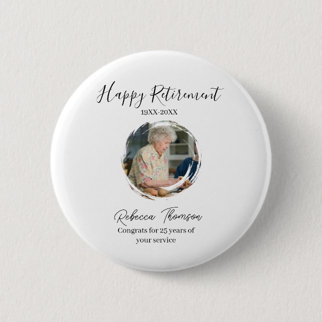 Happy retirement year name circle photo retired button (Vorderseite)
