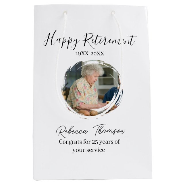 Happy retirement year name circle photo retired mittlere geschenktüte (Vorderseite)