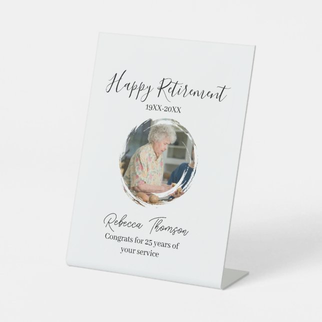 Happy retirement year name circle photo retired sockelschild (Vorderseite)