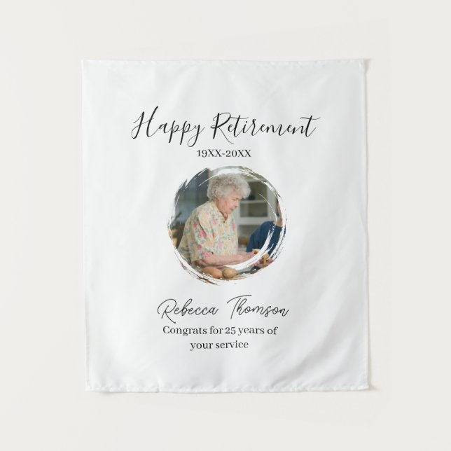 Happy retirement year name circle photo retired wandteppich (Vorderseite)