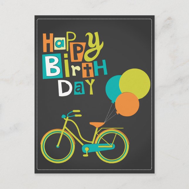 Happy Retro Birthday Postkarte (Vorderseite)