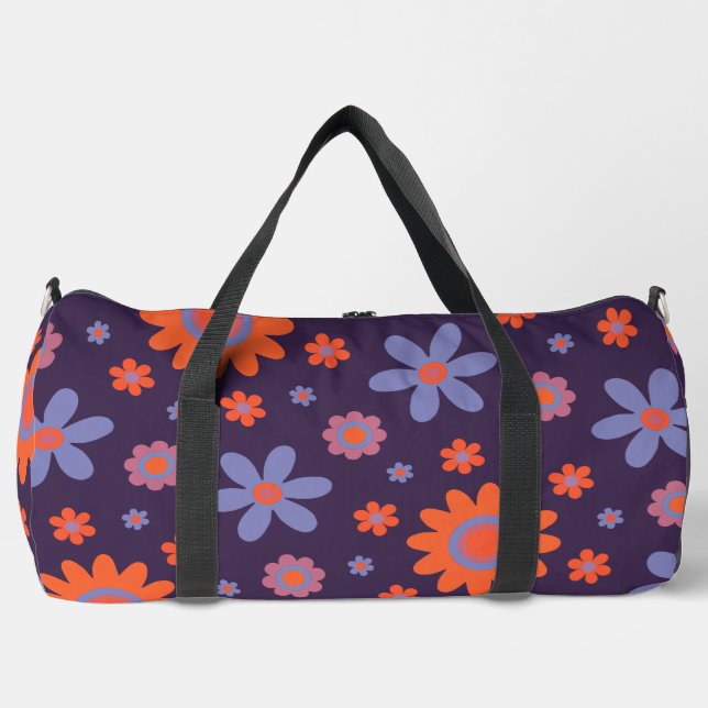 Happy Retro Blume Niedlich 70er Hippie Daisy Patte Duffle Bag (Vorderseite)