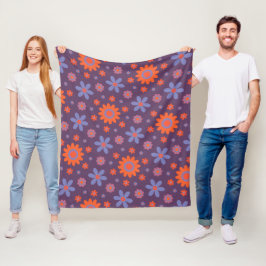 Happy Retro Blume Niedlich 70er Hippie Daisy Patte Fleecedecke