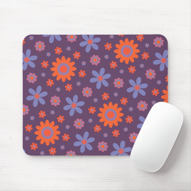 Happy Retro Blume Niedlich 70er Hippie Daisy Patte Mousepad (Mit Mouse)