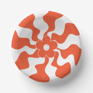 Happy Retro Daisy in Orange und White Pappteller