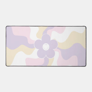 Happy Retro Daisy - Pastellrosa, Gelb und Lila Schreibtischunterlage