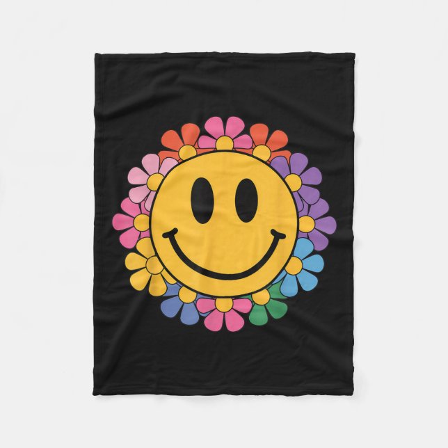 Happy Retro Daisy Smile Face Preppy Aesthetic Men  Fleecedecke (Vorderseite)