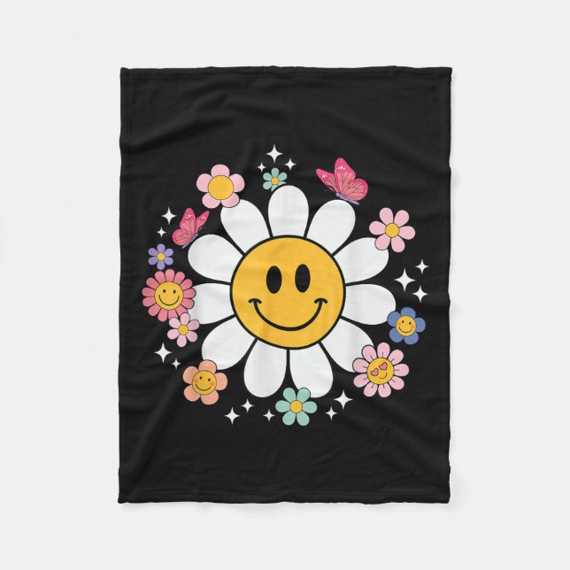 Happy Retro Daisy Smile Face Preppy Aesthetic Men  Fleecedecke (Vorderseite)