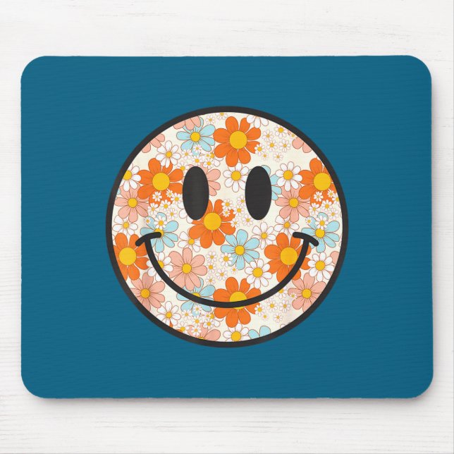 Happy Retro Daisy Smile Face Preppy Aesthetic Men  Mousepad (Vorne)