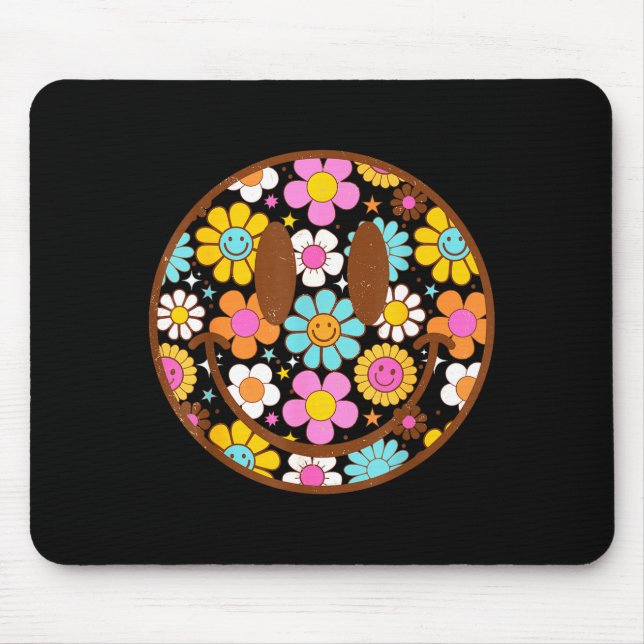 Happy Retro Daisy Smile Face Preppy Aesthetic Men  Mousepad (Vorne)