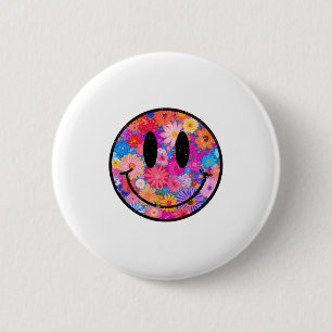 Happy Retro Daisy Smile Face Preppy Ästhetik Männe Button