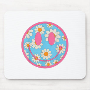 Happy Retro Daisy Smile Face Preppy Ästhetik Männe Mousepad