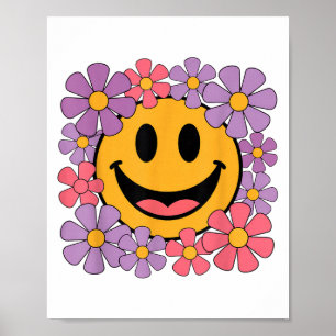 Happy Retro Daisy Smile Face Preppy Ästhetik Männe Poster
