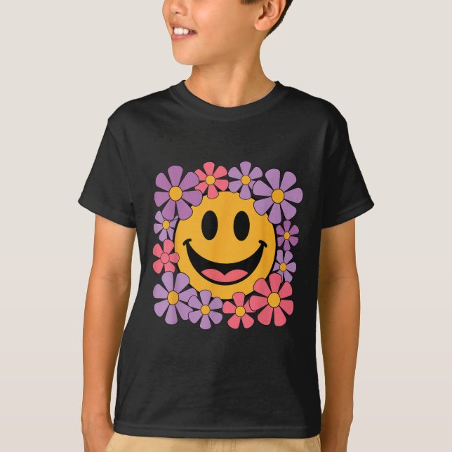 Happy Retro Daisy Smile Face Preppy Ästhetik Männe T-Shirt (Vorderseite)