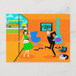 Happy Retro Eltern Postkarte