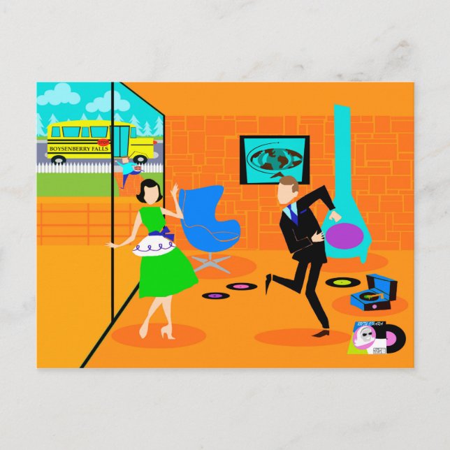 Happy Retro Eltern Postkarte (Vorderseite)