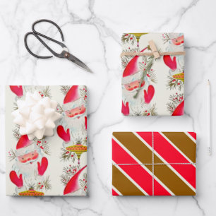 Happy Retro Santa Geschenkpapier Set