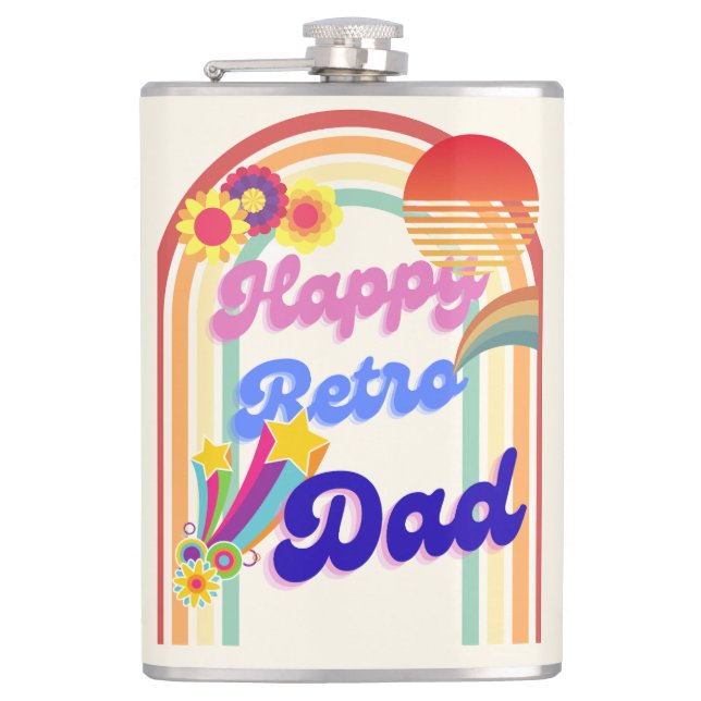 Happy Retro Vater Flachmann (Vorderseite)