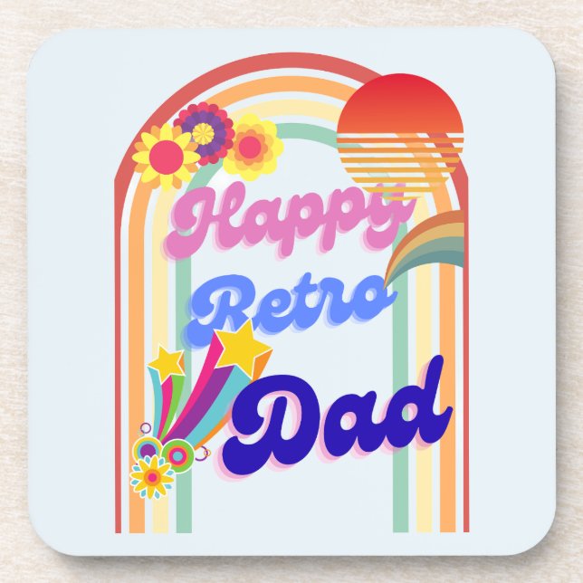Happy Retro Vater Getränkeuntersetzer (Vorderseite)