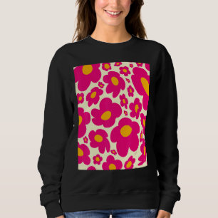 Happy Retro Vintag Pink Peace Blume Sweatshirt